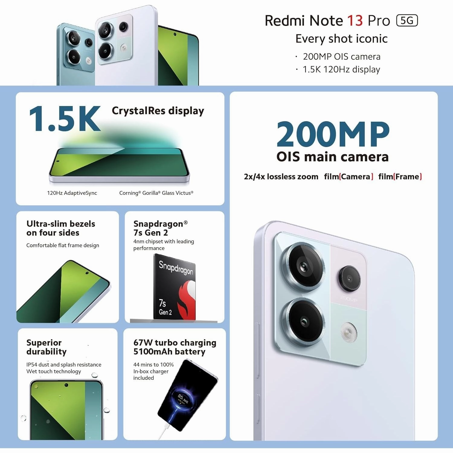 Xiaomi Redmi Note 13 Pro 5G 256GB Phone - Lavender Purple