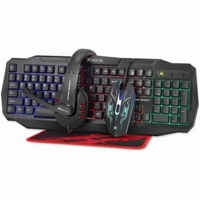 XTRIKE ME CM-406 Pack Gaming Spanish QWERTY Keyboard with 104 Keys with Membrane System, Optical Mouse 4 Buttons with DPI Selector, Stereo Headphones with Microphone and Mat desktop computers, gaming desktop pc, all in one desktop deals