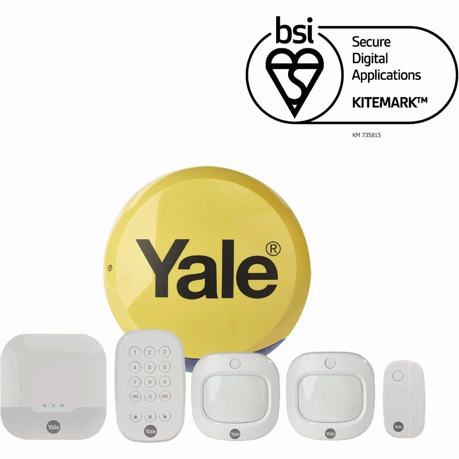 Yale IA-320 Sync Smart Home Alarm 6 piece kit. Includes Sync Alarm Hub, External Siren, 1x Door/Window Contacts, 2x PIR Motion Detector, Keypad. Works with Alexa, Google Assistant & Philips Hue