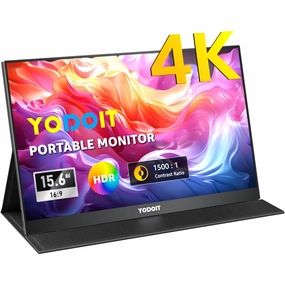 Yodoit 15.6" 4K UHD Portable Monitor, IPS Display, USB-C, Built-In Speakers, Smart Cover, Compatible with PC, Laptop, MacBook, Xbox retro game consoles, buy sega console, retro gaming accessories