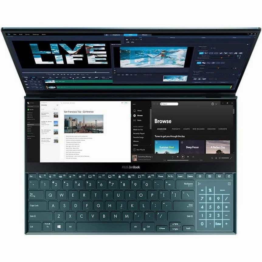 Zenbook Pro Duo UX581G Windows 10 Pro 9th Gen Intel Core i9 9980HK NVIDIA GeForce RTX2060 32GB RAM 1TB PCIe SSD 4K OLED NanoEdge display