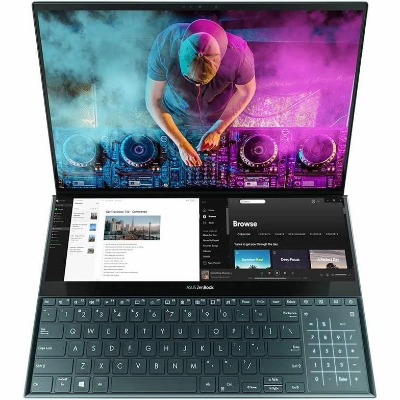 Zenbook Pro Duo UX581G Windows 10 Pro 9th Gen Intel Core i9 9980HK NVIDIA GeForce RTX2060 32GB RAM 1TB PCIe SSD 4K OLED NanoEdge display